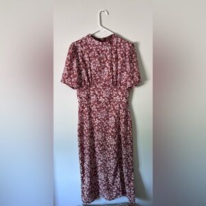 New! ASOS MIDI Floral Dress. Red/Brown Size 8 US